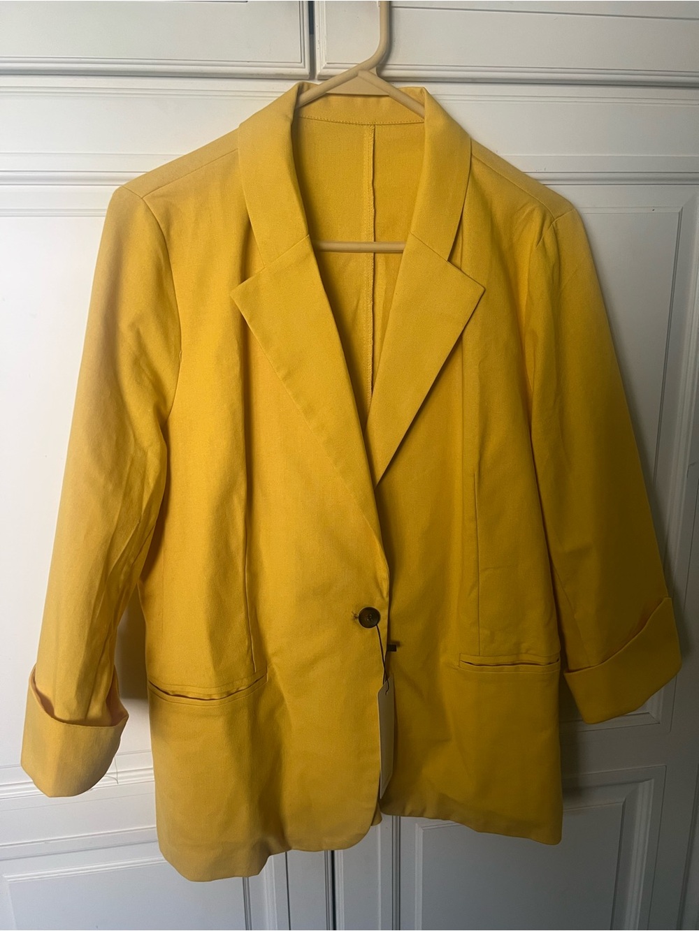 Yellow Women's Single-Button Blazer Jacket